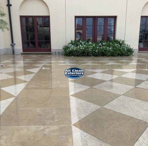 commercial power washing of a store front